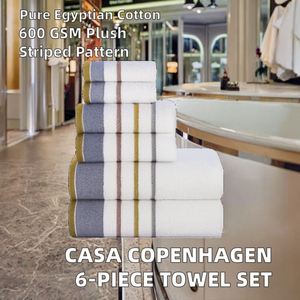 Juego de Toallas Casa Copenhagen White Bay, 600 GSM, Algodón Egipcio, Rayas, Sin Torsión, 6 Piezas, 2 Toallas de Baño, 2 Toallas de Mano, 2 Toallitas Faciales, Gris Carbón - Product Image 2