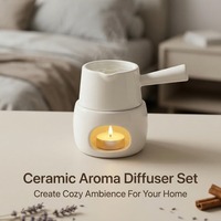 Diffuseur d'arômes en céramique mat pour chambre à coucher, chauffe-cire en forme de théière, lampe d'aromathérapie à bougie chauffe-plat pour décoration de table et photos