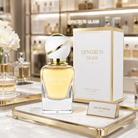 Flacon de parfum carré en verre personnalisé 50 ml, flacon de parfum en verre de haute qualité, fond épais, pulvérisation, polissage, avec bouchon à bille