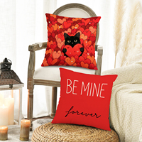 Ensemble de housses de coussin en lin pour la Saint-Valentin, 4 pièces, motif chat noir, cœur, XOXO BE MINE, 18x18 pouces, housse de coussin personnalisée, MOQ3
