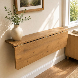 Table murale pliante en pin avec étagères, <span class=keywords><strong>bureau</strong></span> Murphy peu encombrant, table d'étude et de repas pliable, égouttoir à vaisselle pliable en bois - Product Image 6