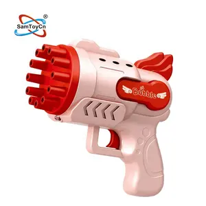 Pistolet 12 trous à bulles automatique rose et bleu pour enfants
