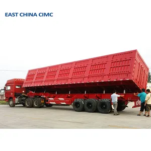 EAST CHINA CIMC sisi Trailer sampah pasir saham konstruksi garis hidrolik Tilt truk Trailer