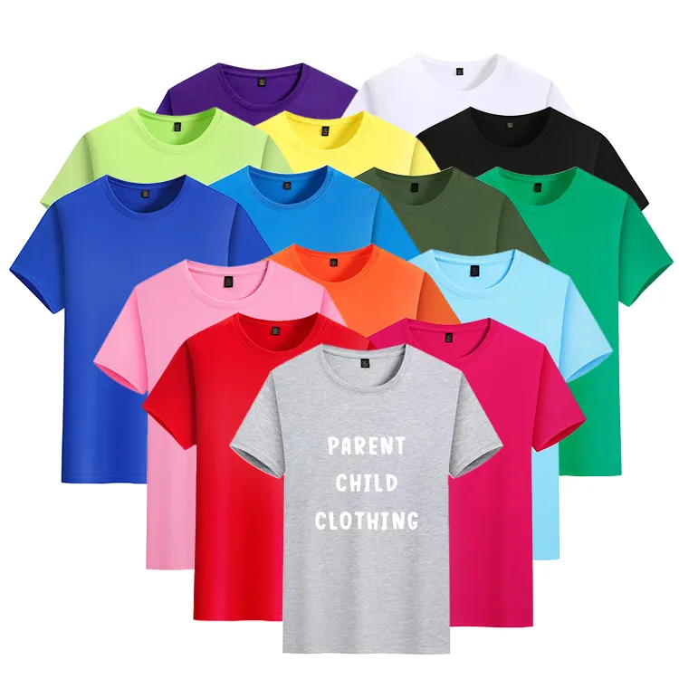 T-shirts à col rond 100% coton unis personnalisés poids lourd 200g tissu doux T-shirts à col rond pour adultes et enfants