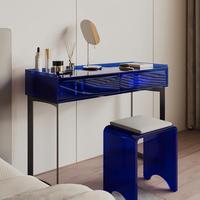 Coiffeuse minimaliste italienne en acrylique de luxe transparente avec 2 tiroirs et pieds en acier carbone pour petite chambre
