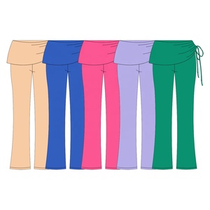 Pantalones de Yoga de Cintura Alta <span class=keywords><strong>para</strong></span> Niñas, Tejidos, con Falda Cruzada, Lazo Lateral, Pierna Ancha, Elásticos, Suaves, Logotipo Personalizado, MOQ Bajo, Envío Rápido, OEM - Product Image 3