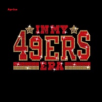 Transfert thermocollant scintillant avec strass pour équipe de football SF 49ER, applique bling pour vêtements de supporter