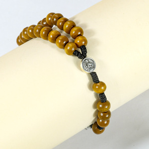 Pulsera de <span class=keywords><strong>Rosario</strong></span> con Cuentas de Madera Natural, Diseño 2026, Joyería Espiritual para Oración, Lista para Enviar - Product Image 4