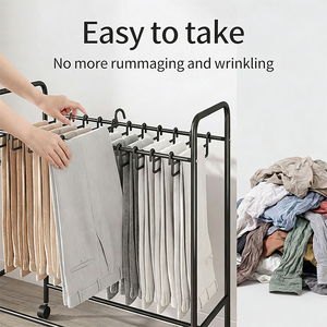 Porte-pantalons vertical grande capacité anti-plis pour chambre à coucher avec 25 crochets et roulettes verrouillables mobiles - Product Image 3