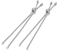 Chaînes d'extension coulissantes réglables en acier inoxydable pour bracelets Bolo, chaîne maille forçat avec extrémités à billes, composants pour la fabrication de bijoux DIY