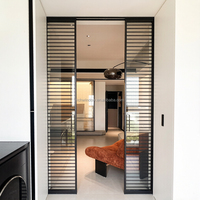 Portes coulissantes à simple rail et cadre fin en aluminium premium, double vitrage en verre trempé, pour cloison intérieure de dressing ou vestiaire