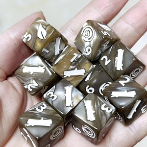 Lot de 10 dés de <span class=keywords><strong>jeu</strong></span> D6 de 16 mm en acrylique arrondi avec motifs, pour TRPG, dés de collection - Product Image 6