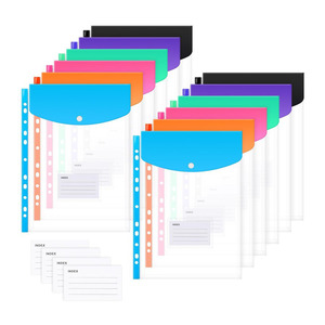 ए 4 प्लास्टिक वॉलेट पारदर्शी दस्तावेज़ फ़ाइल धारक 11 छेद pp पंच्ड फ़ाइल जेबों को एक्सपेंड करें - Product Image 1