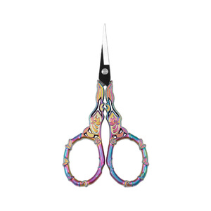 Vintage Bamboo Embroidery Scissors Colored Titanium Gold Stainless Steel Straight Head Home Use Trim Thread Craft Scissors - Product Image 4
