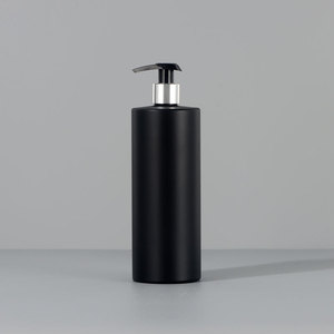 500mlpet <span class=keywords><strong>noir</strong></span> bouteille ronde droite bouteille de shampooing 300ml bouteille de lait corporel en gros argent or pompe - Product Image 5