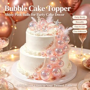 Plastic Transparent Ball Silver White Pink for Different Size Beautiful Romantic Baked Cake and Birthday Cake Decoration - Product Image 5