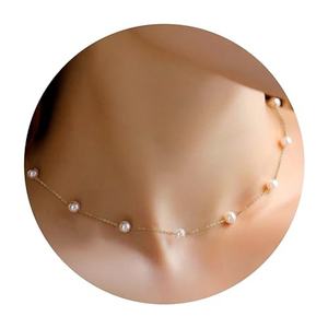 Joyería de Moda, Regalos de Boda, Cumpleaños, para Novia y Damas de Honor, Collar de Cadena con Perlas Chapado en Oro de 18K y Acero Inoxidable para Mujer - Product Image 1