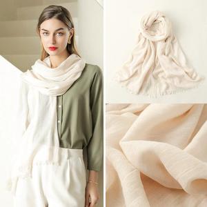 Textured Crinkled Solid Color Ladies Scarf Soft Lightweight Frayed Fringe <b>Shawl</b> <b>Wrap</b> for Women Daily Outdoor Travel Casual Wear - Product Image 2