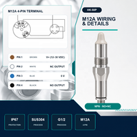 Interrupteur de niveau de liquide intelligent HK-50P pour boues et solides NPN NO+NC G1/2 M12A IP67 SUS304 12-30V DC