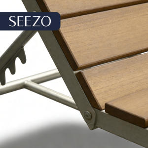 كرسي استلقاء خارجي للراحة موديل 2026 بإطار ألومنيوم وخشب بلاستيكي قابل للتكديس مع عجلات بدون وسائد - Product Image 5