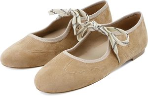 Chaussures plates en daim pour femmes, ballerines à lacets, bout rond, ballerines Mary Jane, élégantes, décontractées, confortables, chaussures mignonnes - Product Image 6