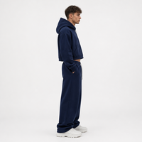 Sweat à capuche bleu premium 380 GSM pour homme, coupe ample minimaliste, streetwear, avec logo personnalisé, uni