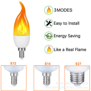 Ampoule LED à effet de flamme de bougie, conique, scintillante, finition mate, décoration d'intérieur - Product Image 2