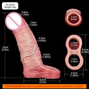 ORALSX Long Big Size Penis Sleeve Cock Sheath Realistic Hollow <b>Dildo</b> Penis Enlargement Sleeve Delay Ejaculation Sex Enhancer Toy - Product Image 6