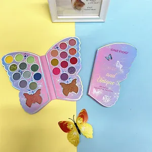 High pigment 48 colors cosmetics butterfly shape pearlescent eye makeup matte eyeshadow palette glitter makeup tray