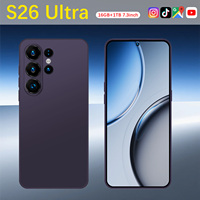 Smartphone S26 Ultra 7,3 pouces 90Hz Android 15 16 Go 1 To 108 MP 8800 mAh Deca Core 5G Double SIM Écran LED Face ID GPS Cadre Métallique