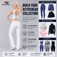 Ensemble de yoga à pois avec logo personnalisé pour femme, pantalon évasé taille haute à jambe large, contrôle du ventre, entraînement, OEM ODM Blanc