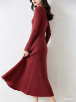 Robes longues en tricot polyvalentes pour femmes, collection automne-hiver, fabrication ODM, chaudes, épaisses, longueur au-dessus du genou, versions longues