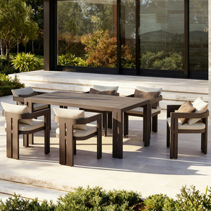 Tavoli e sedie all'aperto <span class=keywords><strong>in</strong></span> alluminio cortile Villa <span class=keywords><strong>tavolo</strong></span> lungo per il tempo libero all'aperto sedie da pranzo sulla terrazza mobili impermeabili - Product Image 3