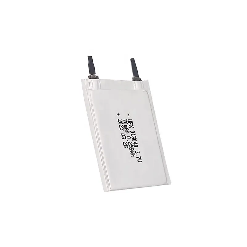 充電式バッテリー卸売超薄型LipoバッテリーUFX013040 70mAh 3.7V家庭用電化製品用超薄型バッテリー