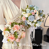 Monet Garden Brautstrauß Handstrauß aus Seiden-Kunstblumen für Hochzeit, Verlobung, Bankett, Standesamt und Fotoshootings