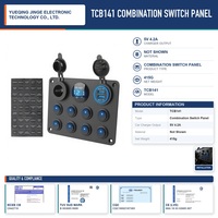 Panneau de commande combiné TCB141 8 modules avec voltmètre numérique bleu œil de chat et double port USB 5V pour autoradio