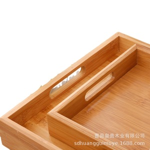 Plateau de service rectangulaire en bambou Royal Noble Timber Industry avec poignée pour servir le thé et les aliments - Product Image 4