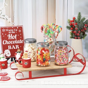 Bandeja de madera navideña con forma de trineo para exhibir dulces, decoración de mesa para fiestas en casa - Product Image 1