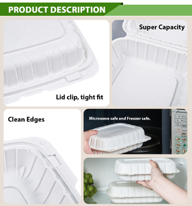 Fuling 9x9 inch 8x8 inch 9x6 inch takeout nhựa Takeaway nhựa vỏ sò thực phẩm container dùng một lần ăn trưa hộp - Product Image 3