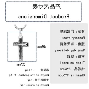 yunnique <b>Cross</b> Pendant Necklace Stainless Steel Gold Tone 60cm <b>Chain</b> Men's Hip Hop Jewelry Geometric Design - Product Image 2