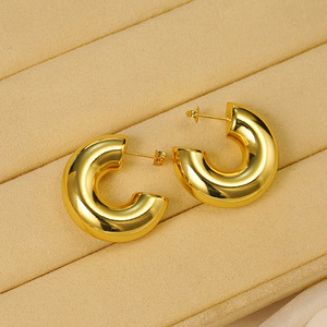 Orecchini a Cerchio Geometrici a Forma di U, Eleganti e Lucidi in Stile Francese, Gioielli per Donne, Uso Quotidiano, Outfit da Festa, Regalo - Product Image 6