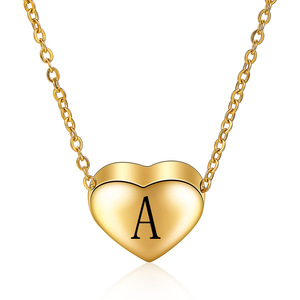 Collar con colgante de corazón de acero inoxidable con grabado de alfabeto, joyería de regalo para uso diario para mujeres - Product Image 5