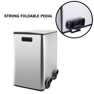 Cubos de <span class=keywords><strong>basura</strong></span> de <span class=keywords><strong>reciclaje</strong></span> de acero inoxidable, pedales de pie, cubos de almacenamiento de doble compartimento para cocina, oficina, Hotel, Hospital, uso de <span class=keywords><strong>reciclaje</strong></span> - Product Image 4