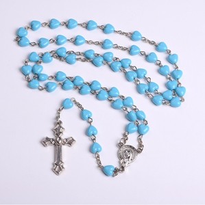 Collana Rosario Cattolico in Plastica Blu a Forma di Cuore con Medaglia della Vergine Maria <span class=keywords><strong>per</strong></span> Regalo di Preghiera Femminile - Product Image 6