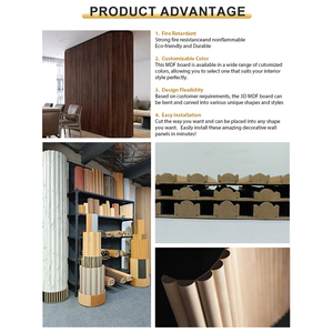 Cong Fluted Thiết Kế 3D Mềm Sóng Hình Dạng Hội Đồng Quản Trị Ba Bên Veneer Linh Hoạt MDF Bảng Điều Chỉnh Cho Căn Hộ Ứng Dụng - Product Image 4