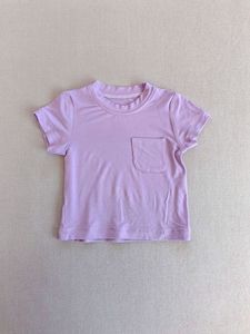 T-shirt en bambou pour bébé Garçons et filles Tops d'été à manches courtes Vêtements en bambou de couleur unie pour bébé - Product Image 5