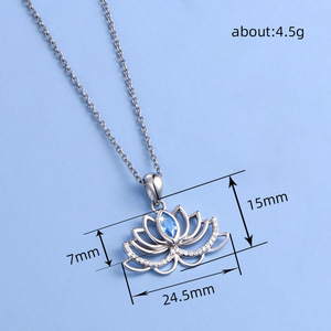 Elegante Collana con Ciondolo a Fiore di Loto Traforato per Donne, Gioiello di Moda per Uso Quotidiano, Idea Regalo - Product Image 5
