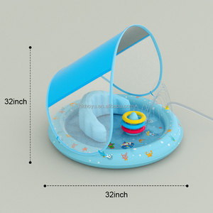 Alfombra Inflable para Bebés con Anillos Apilables, Alfombra de Juego con Toldo y Respaldo para Niños Pequeños, Jardín, Playa, Patio Trasero - Product Image 3
