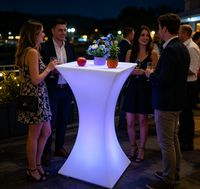 Table de cocktail LED multicolore, étanche IP65, à intensité variable, garantie 2 ans, télécommande, batterie au lithium, pour fêtes, hôtels, extérieur