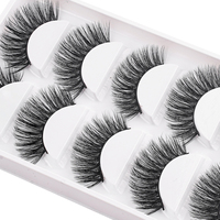 5 paires de faux cils en vison volumineux et duveteux, naturels, épais et légers, réutilisables, avec bande souple, pour un maquillage des yeux au quotidien et pour les soirées